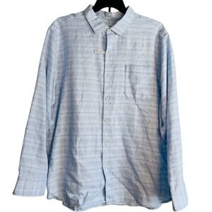 Tommy Bahama 2XL Barbados Breeze Playa‎ Plaid Aqua Ice Blue Linen Blend Shirt